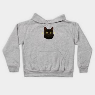 Cool black cat yellow eyes Kids Hoodie